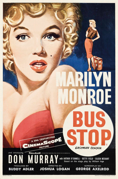 Bus stop with Marilyn Monroe movie poster art print