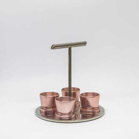 Copper & Chrome 1930s Egg Cup Set